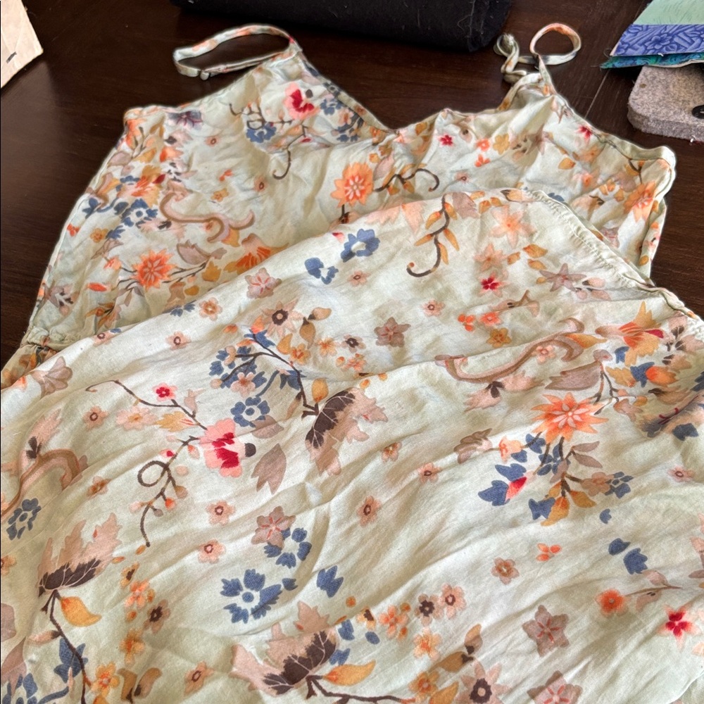 Mes Demoiselles Floral Silk Jumpsuit in Sage Green with Peach and Coral Accents - Picture 2 of 7